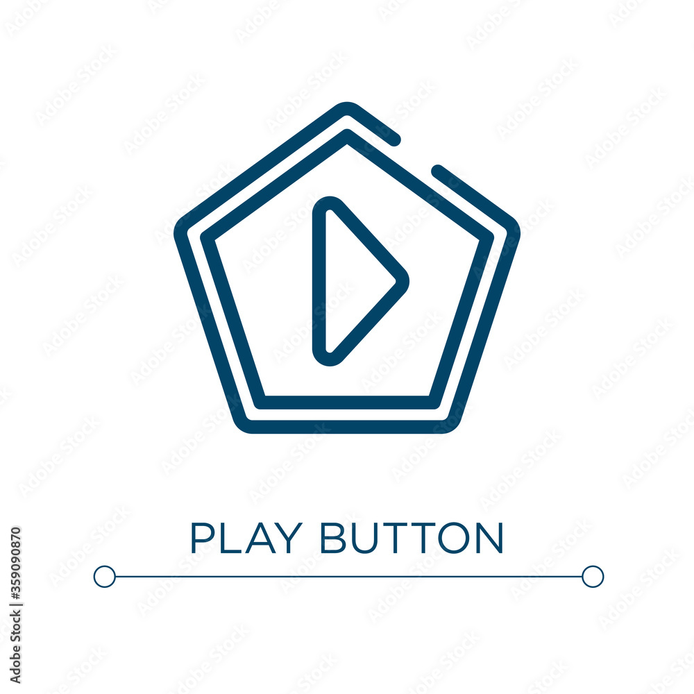 Poster play button icon. linear vector illustration. outline play button icon vector. thin line symbol for 