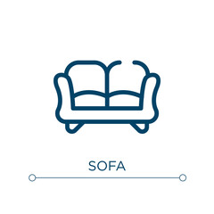 Sofa icon. Linear vector illustration. Outline sofa icon vector. Thin line symbol for use on web and mobile apps, logo, print media.