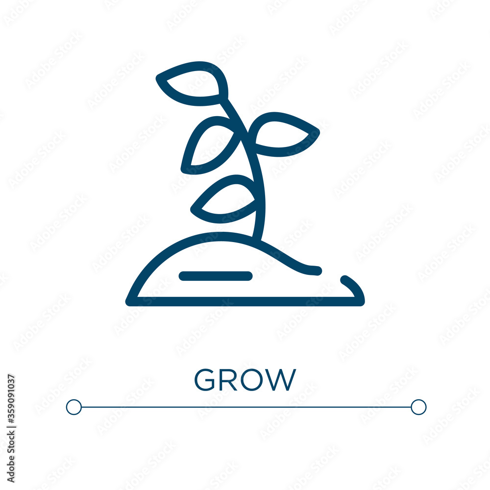 Poster grow icon. linear vector illustration. outline grow icon vector. thin line symbol for use on web and