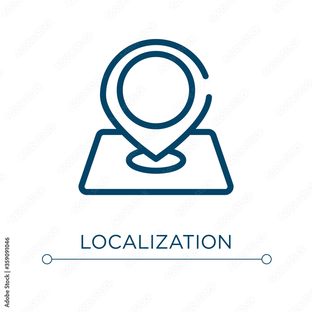 Poster localization icon. linear vector illustration. outline localization icon vector. thin line symbol fo