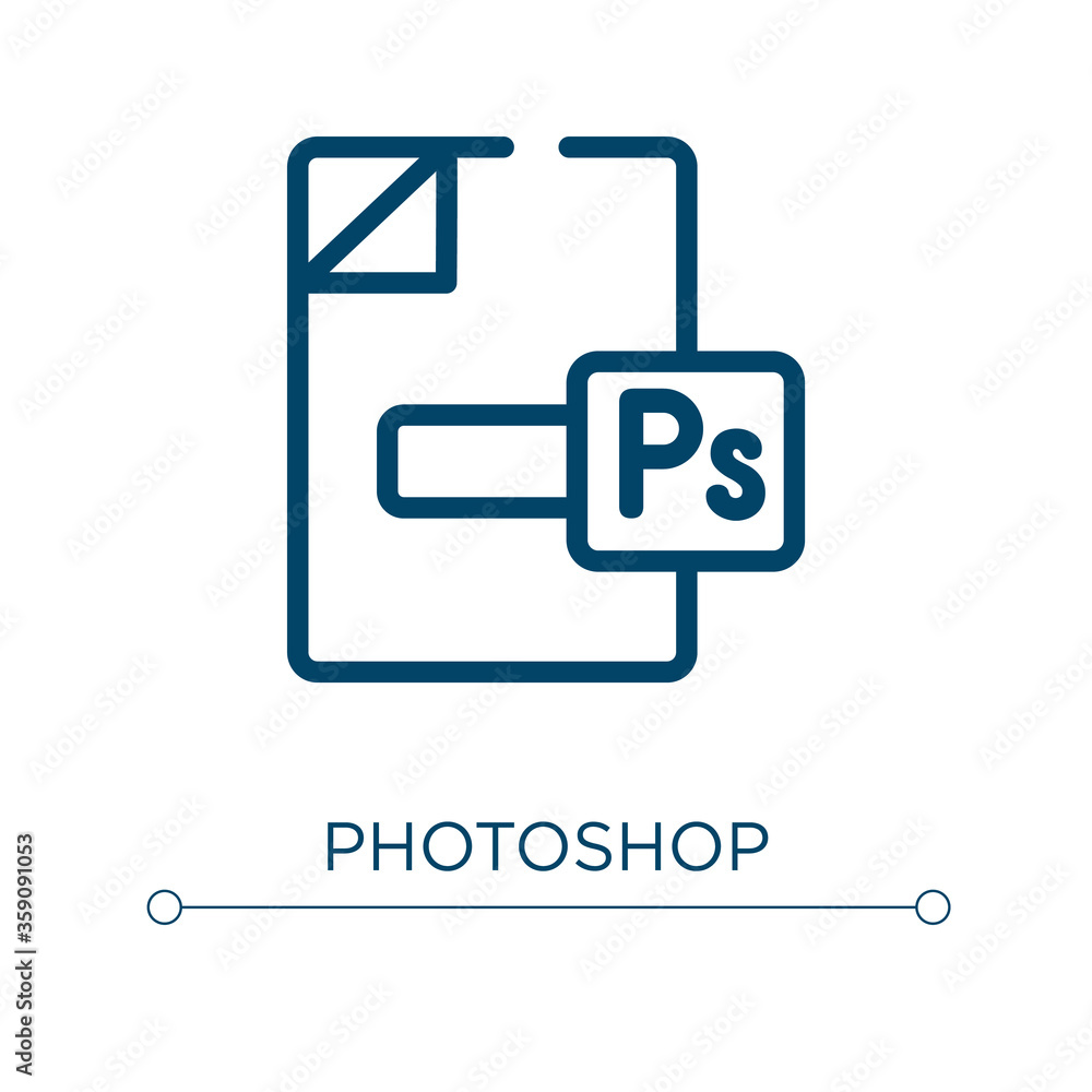 Poster photoshop icon. linear vector illustration. outline photoshop icon vector. thin line symbol for use 
