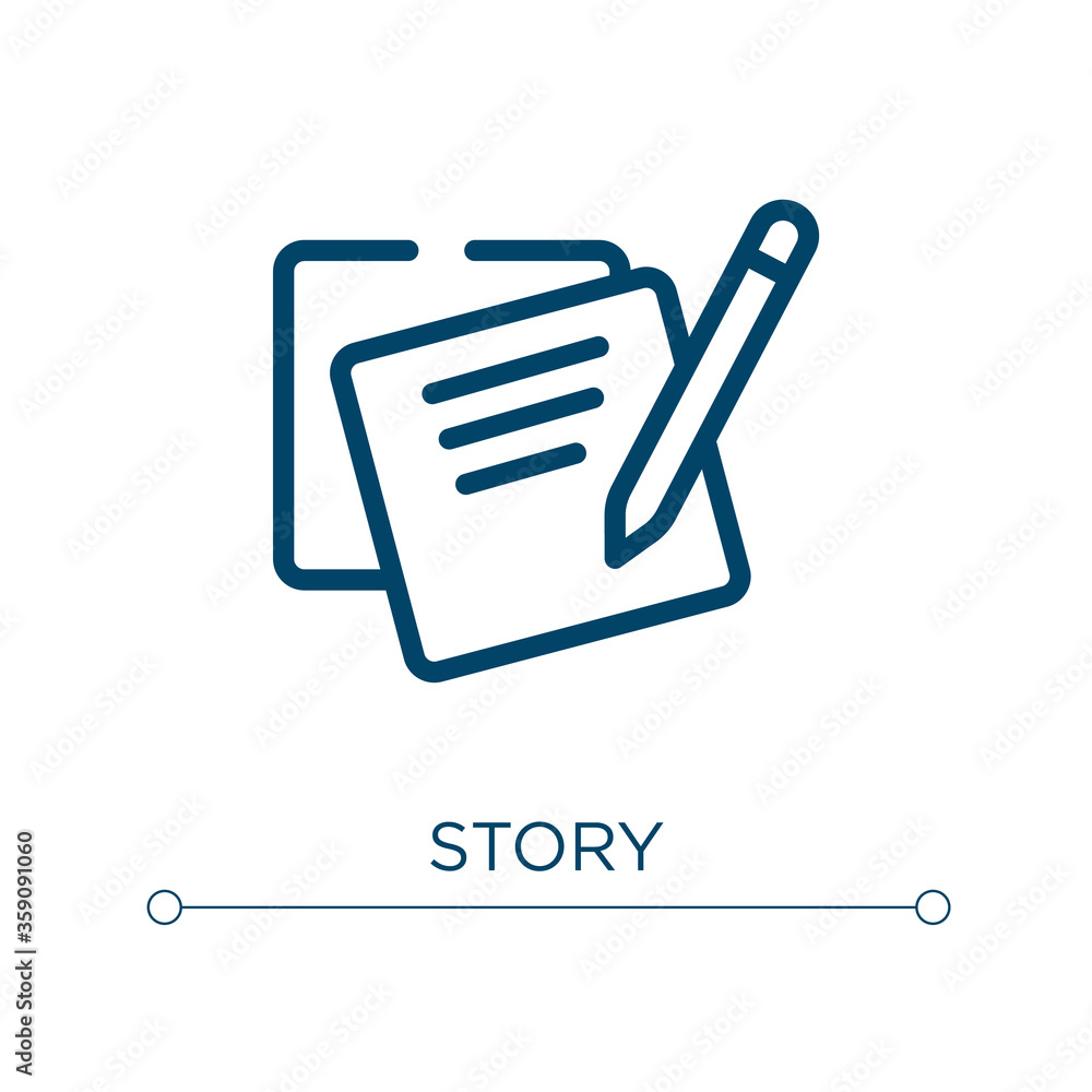 Poster story icon. linear vector illustration. outline story icon vector. thin line symbol for use on web a
