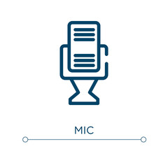 Mic icon. Linear vector illustration. Outline mic icon vector. Thin line symbol for use on web and mobile apps, logo, print media.