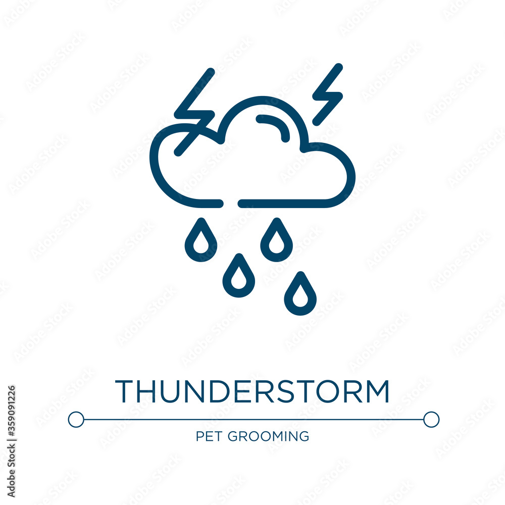 Poster thunderstorm icon. linear vector illustration from nature collection. outline thunderstorm icon vect