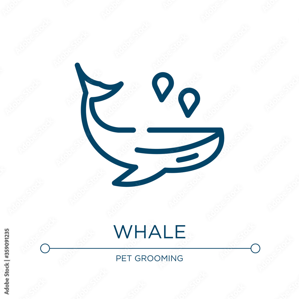 Poster whale icon. linear vector illustration from nature collection. outline whale icon vector. thin line 