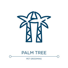 Palm tree icon. Linear vector illustration from nature collection. Outline palm tree icon vector. Thin line symbol for use on web and mobile apps, logo, print media.