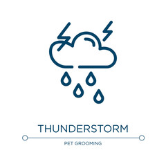 Thunderstorm icon. Linear vector illustration from nature collection. Outline thunderstorm icon vector. Thin line symbol for use on web and mobile apps, logo, print media.