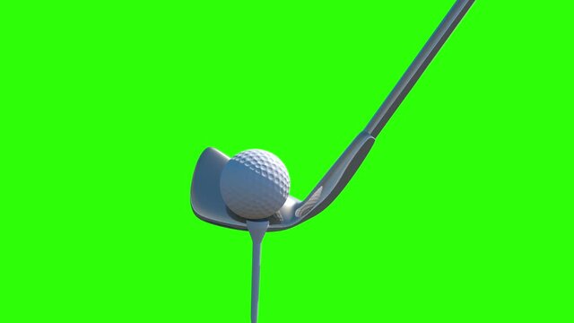 Slow Motion Golf strike. Golf ball animation. Green screen