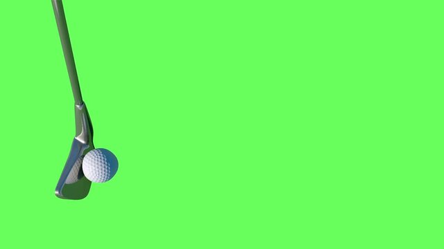 Slow Motion Golf Strike. Golf Ball Animation. Green Screen