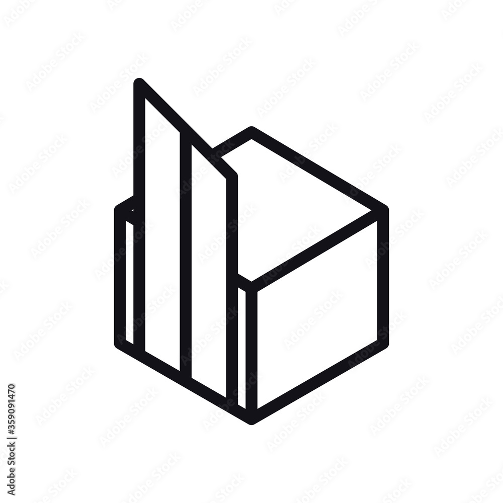 Poster geometric and abstract 3d cube line style icon vector design