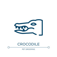 Naklejka premium Crocodile icon. Linear vector illustration from animals collection. Outline crocodile icon vector. Thin line symbol for use on web and mobile apps, logo, print media.