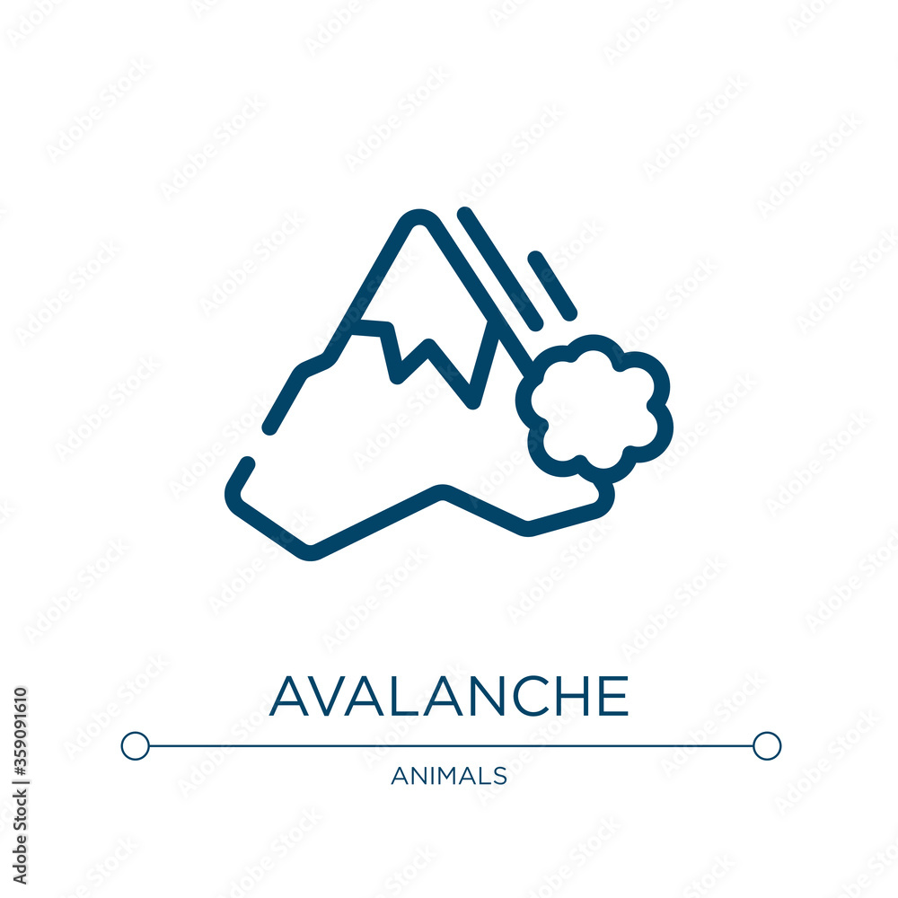 Poster avalanche icon. linear vector illustration from winter nature collection. outline avalanche icon vec