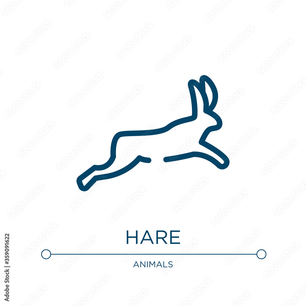 Poster hare icon. linear vector illustration from winter nature collection. outline hare icon vector. thin 