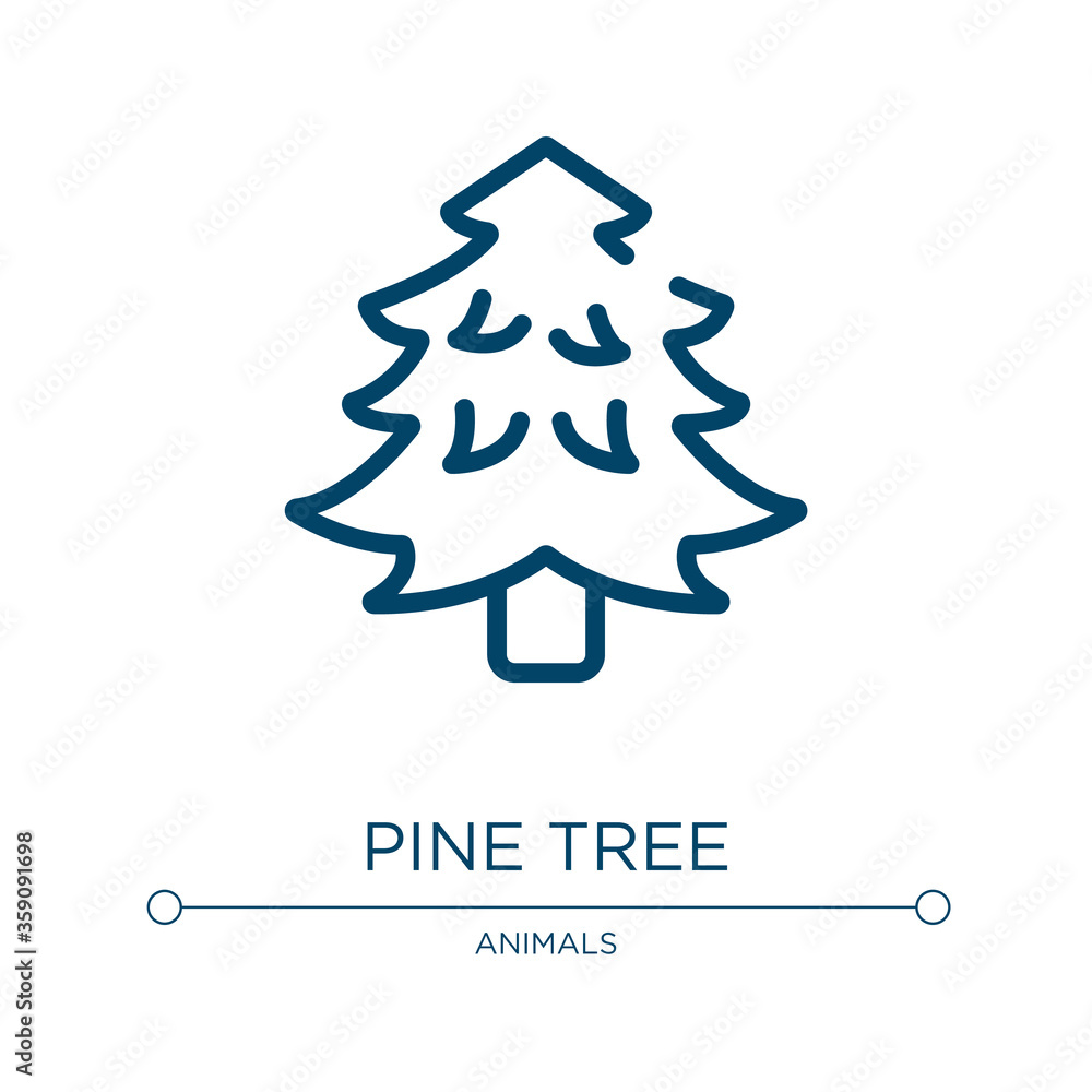 Poster pine tree icon. linear vector illustration from wildlife collection. outline pine tree icon vector. 