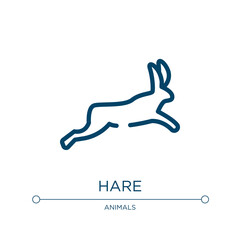 Hare icon. Linear vector illustration from winter nature collection. Outline hare icon vector. Thin line symbol for use on web and mobile apps, logo, print media.