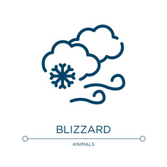 Blizzard icon. Linear vector illustration from winter nature collection. Outline blizzard icon vector. Thin line symbol for use on web and mobile apps, logo, print media.