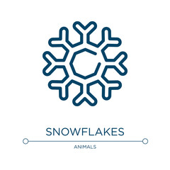 Snowflakes icon. Linear vector illustration from winter nature collection. Outline snowflakes icon vector. Thin line symbol for use on web and mobile apps, logo, print media.