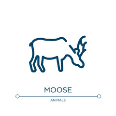 Moose icon. Linear vector illustration from wildlife collection. Outline moose icon vector. Thin line symbol for use on web and mobile apps, logo, print media.