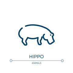 Hippo icon. Linear vector illustration from wildlife collection. Outline hippo icon vector. Thin line symbol for use on web and mobile apps, logo, print media.