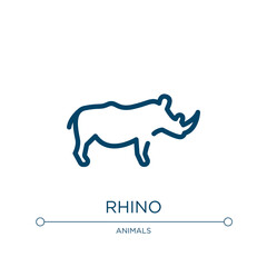 Rhino icon. Linear vector illustration from wildlife collection. Outline rhino icon vector. Thin line symbol for use on web and mobile apps, logo, print media.