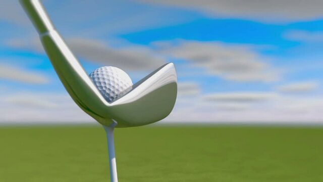 Golf. Animation of golf ball falling into a hole