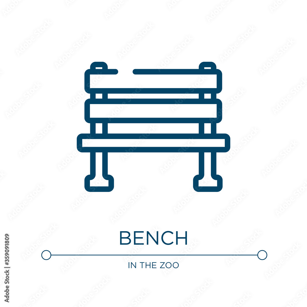 Poster bench icon. linear vector illustration from zoo collection. outline bench icon vector. thin line sym