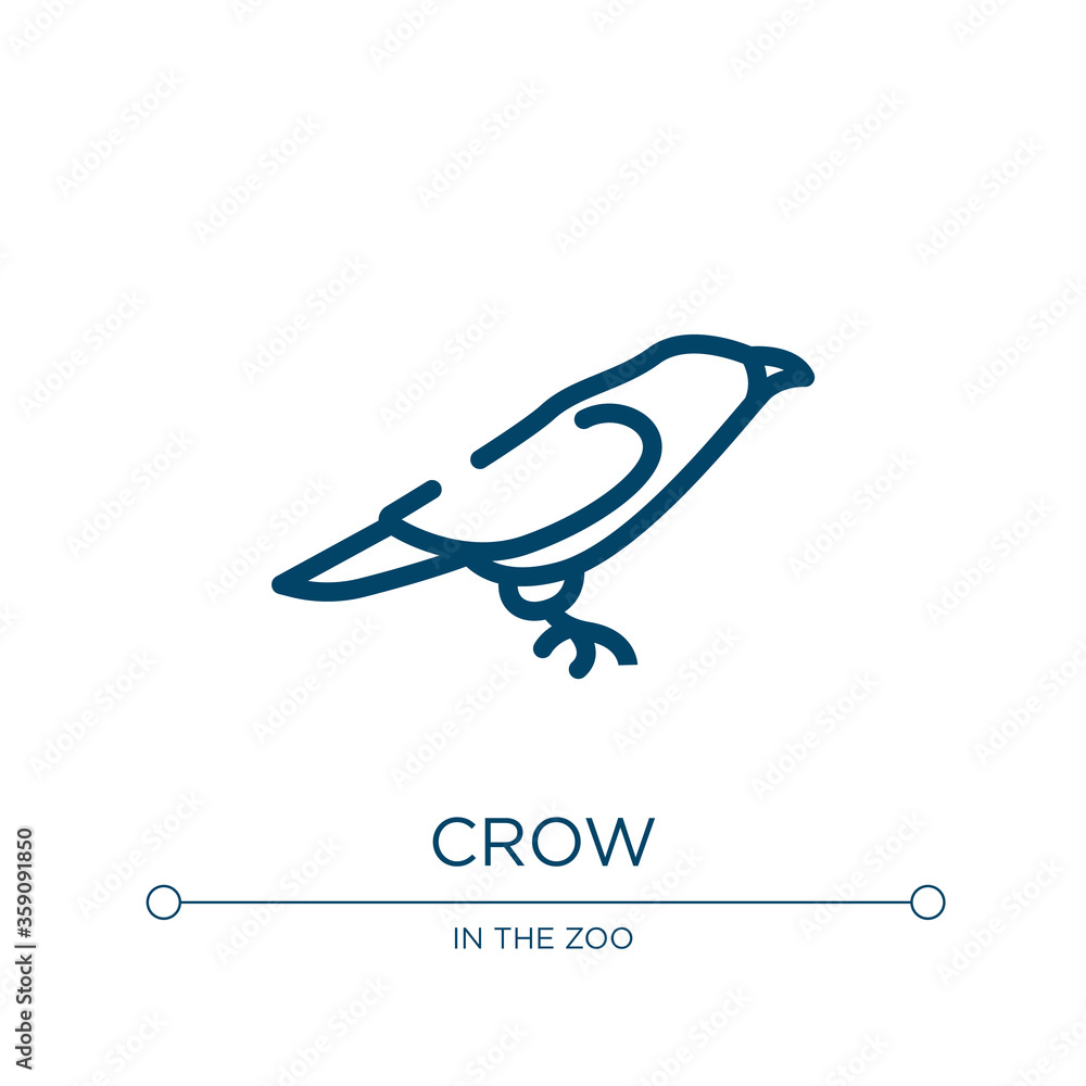 Poster crow icon. linear vector illustration from birds collection. outline crow icon vector. thin line sym