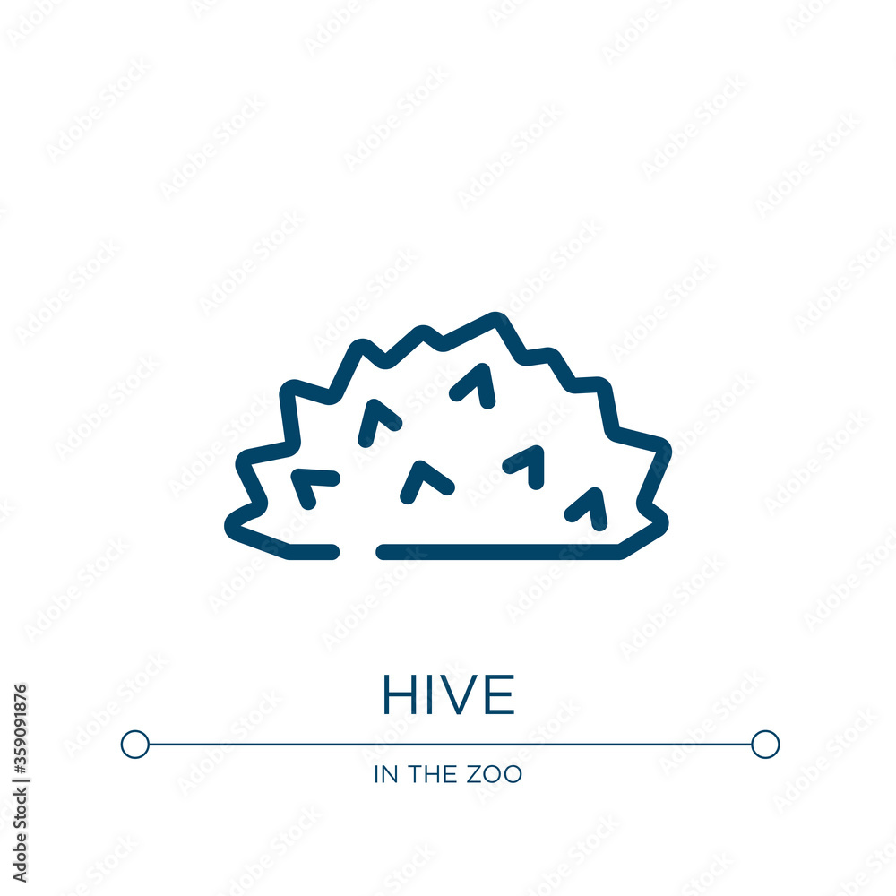 Poster hive icon. linear vector illustration from wildlife collection. outline hive icon vector. thin line 