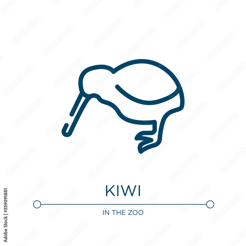 Poster kiwi icon. linear vector illustration from wildlife collection. outline kiwi icon vector. thin line 