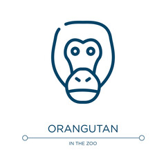 Orangutan icon. Linear vector illustration from zoo collection. Outline orangutan icon vector. Thin line symbol for use on web and mobile apps, logo, print media.