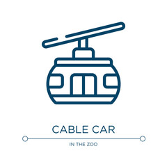 Cable car icon. Linear vector illustration from zoo collection. Outline cable car icon vector. Thin line symbol for use on web and mobile apps, logo, print media.