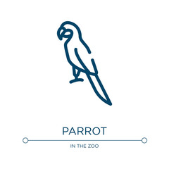 Parrot icon. Linear vector illustration from birds collection. Outline parrot icon vector. Thin line symbol for use on web and mobile apps, logo, print media. © VectorStockDesign