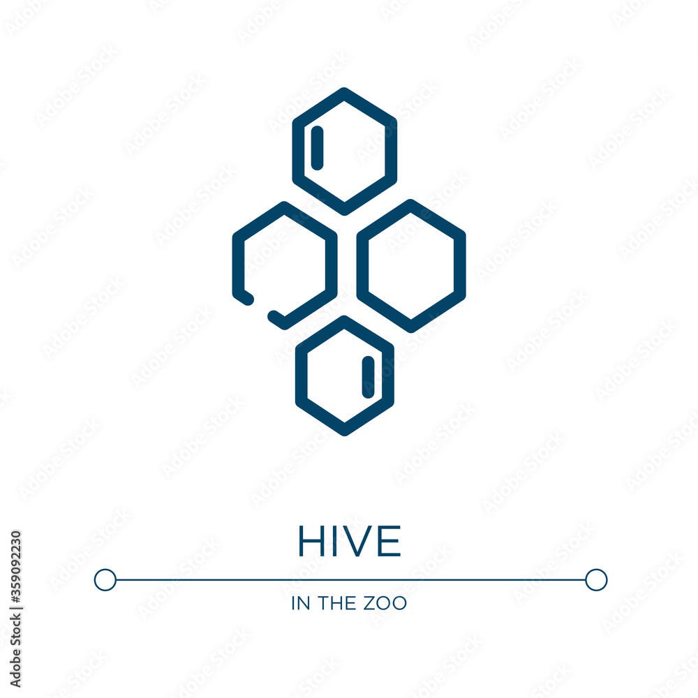 Poster hive icon. linear vector illustration from wildlife collection. outline hive icon vector. thin line 