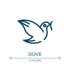 Dove icon. Linear vector illustration from birds collection. Outline dove icon vector. Thin line symbol for use on web and mobile apps, logo, print media.