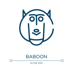 Baboon icon. Linear vector illustration from animal head collection. Outline baboon icon vector. Thin line symbol for use on web and mobile apps, logo, print media.