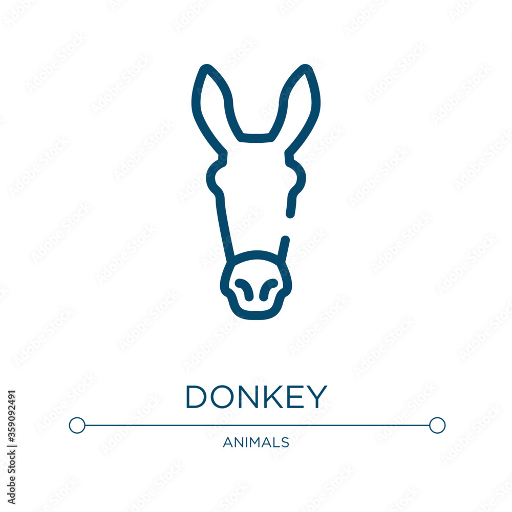 Poster donkey icon. linear vector illustration from animals collection. outline donkey icon vector. thin li