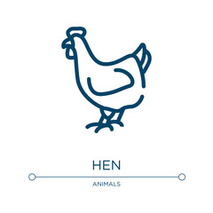 Hen icon. Linear vector illustration from animals collection. Outline hen icon vector. Thin line symbol for use on web and mobile apps, logo, print media.