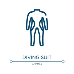 Diving suit icon. Linear vector illustration from diving collection. Outline diving suit icon vector. Thin line symbol for use on web and mobile apps, logo, print media.