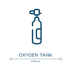 Oxygen tank icon. Linear vector illustration from diving collection. Outline oxygen tank icon vector. Thin line symbol for use on web and mobile apps, logo, print media.