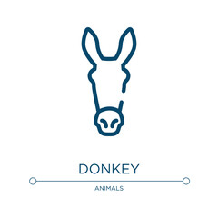 Fototapeta na wymiar Donkey icon. Linear vector illustration from animals collection. Outline donkey icon vector. Thin line symbol for use on web and mobile apps, logo, print media.