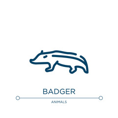 Badger icon. Linear vector illustration from animals collection. Outline badger icon vector. Thin line symbol for use on web and mobile apps, logo, print media.