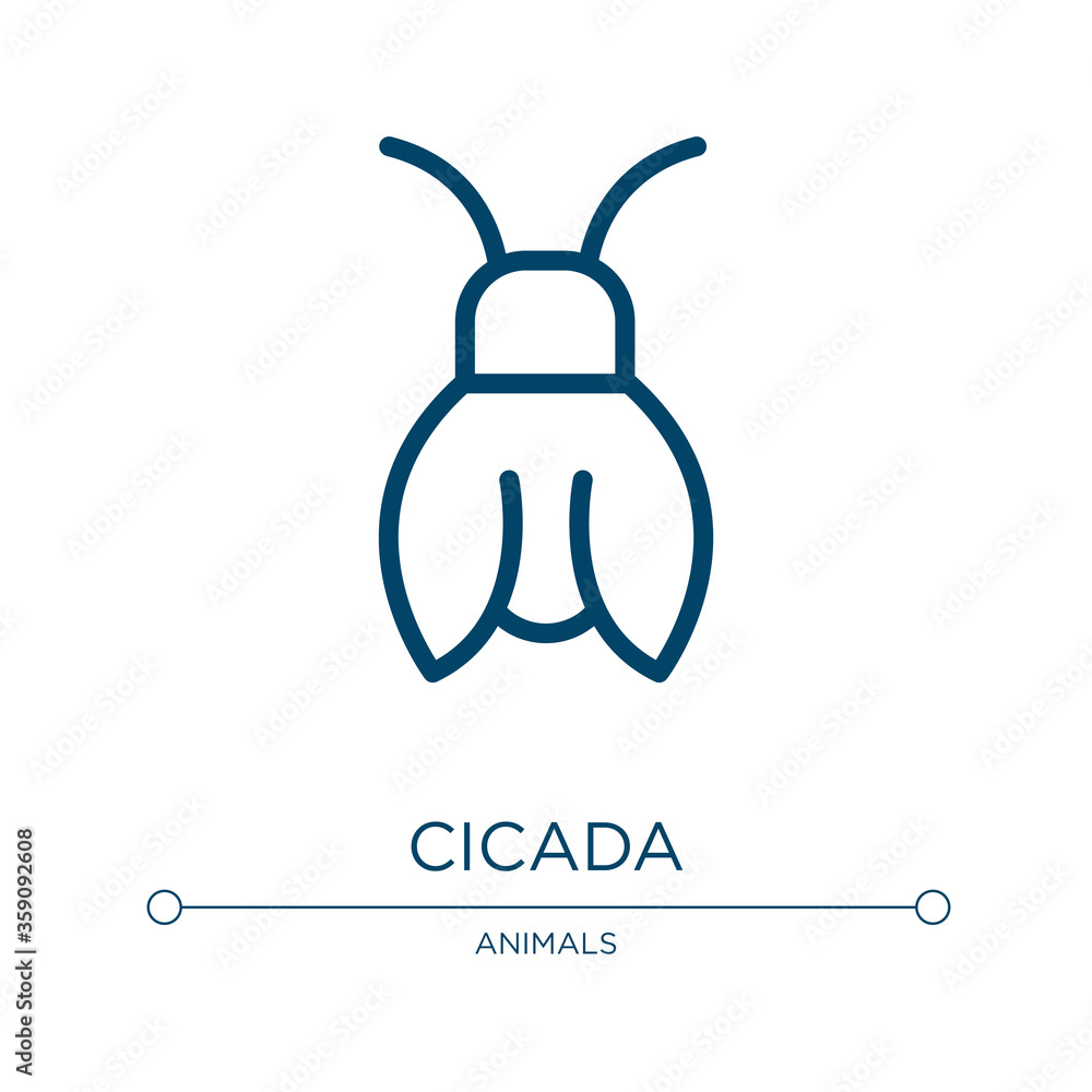 Poster cicada icon. linear vector illustration from insects collection. outline cicada icon vector. thin li