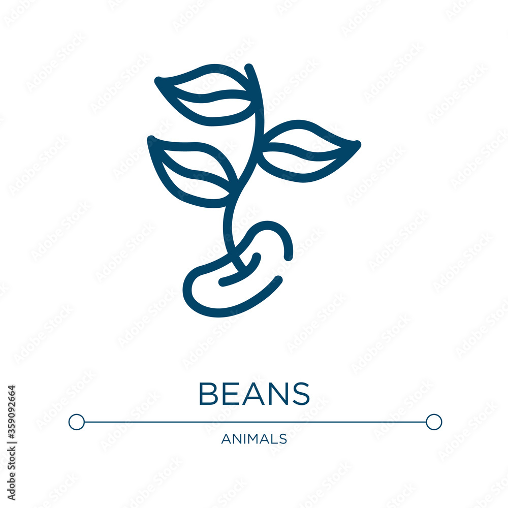 Poster beans icon. linear vector illustration from spring collection. outline beans icon vector. thin line 
