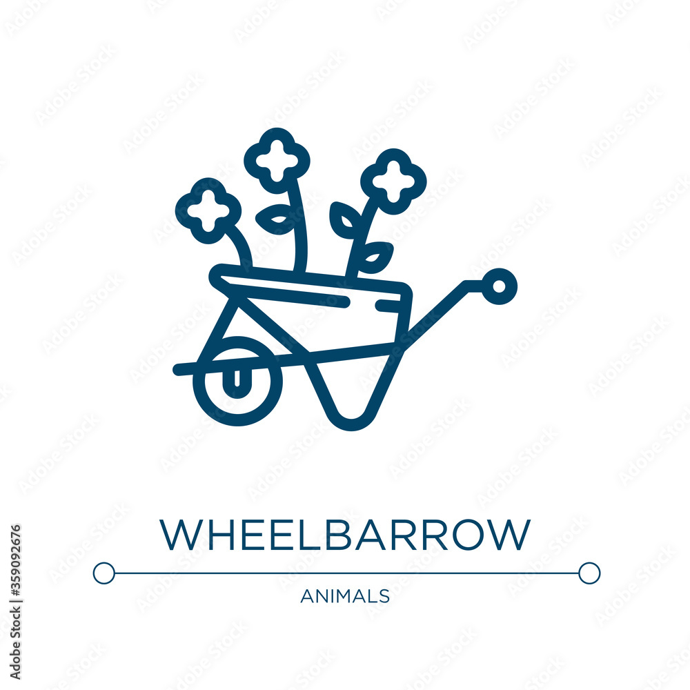 Poster wheelbarrow icon. linear vector illustration from spring collection. outline wheelbarrow icon vector