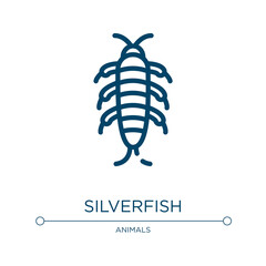 Silverfish icon. Linear vector illustration from insects collection. Outline silverfish icon vector. Thin line symbol for use on web and mobile apps, logo, print media.