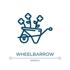 Wheelbarrow icon. Linear vector illustration from spring collection. Outline wheelbarrow icon vector. Thin line symbol for use on web and mobile apps, logo, print media.