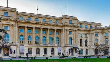 Fototapeta na wymiar It's Main entrancNational Museum of Art of Romania, Bucharest, Romania