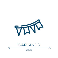 Garlands icon. Linear vector illustration from circus collection. Outline garlands icon vector. Thin line symbol for use on web and mobile apps, logo, print media.