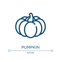Pumpkin icon. Linear vector illustration from thanksgiving collection. Outline pumpkin icon vector. Thin line symbol for use on web and mobile apps, logo, print media.