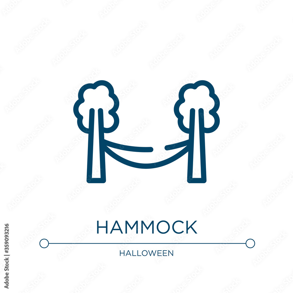 Poster Hammock icon. Linear vector illustration from nature lineal pack collection. Outline hammock icon vector. Thin line symbol for use on web and mobile apps, logo, print media.
